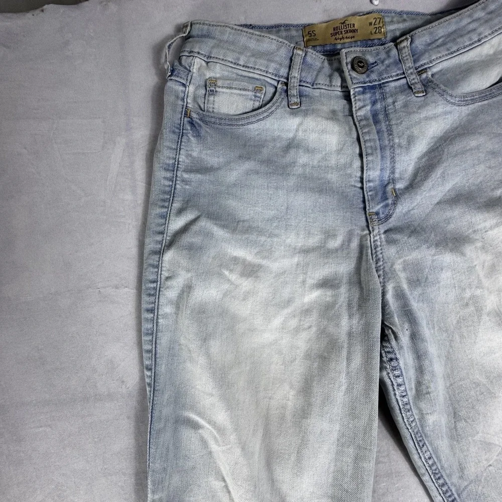 Hollister Womens Super‎ Skinny Jeans Light Blue 5-Pockets High Rise Slim Fit 5S